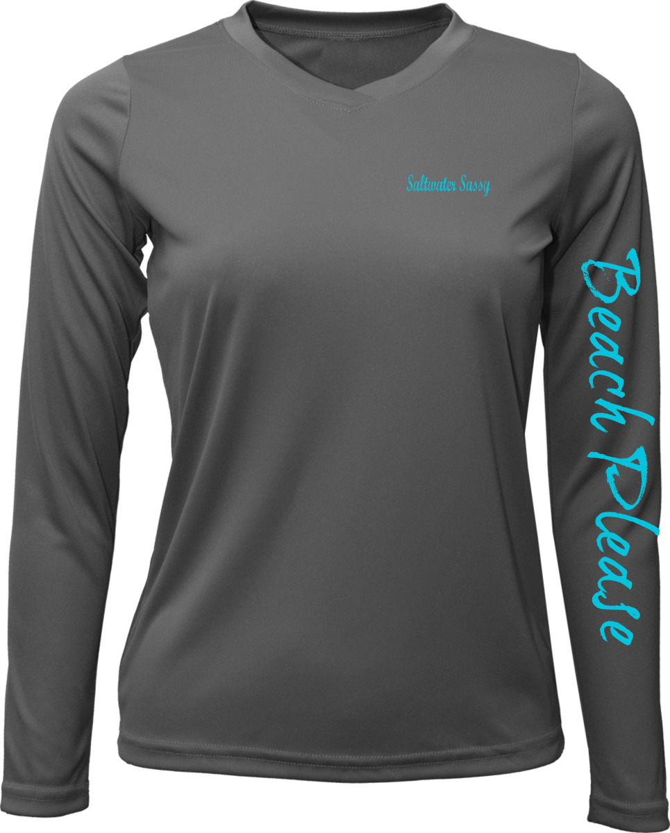 Beach Please Vneck Long Sleeve